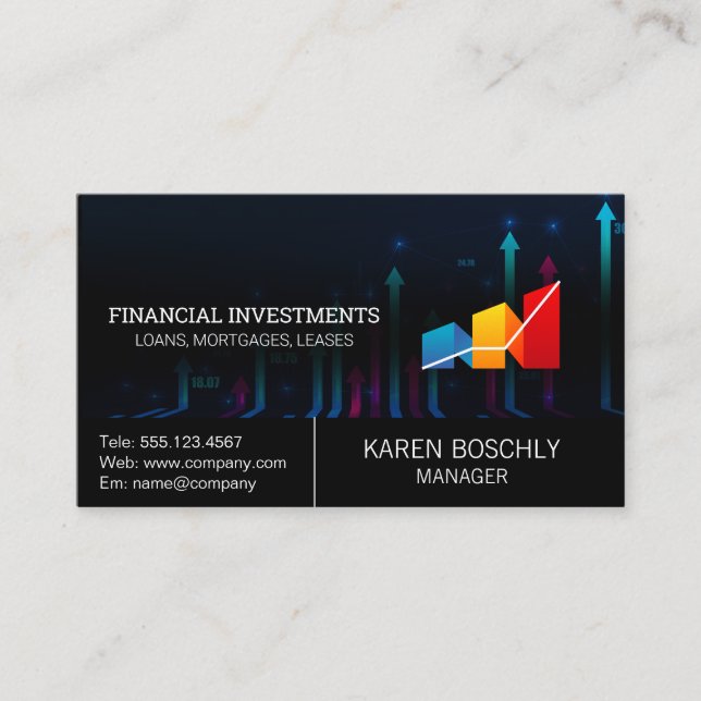 Carte De Visite Logo Graphique de croissance stock (Devant)