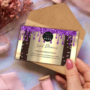 Carte De Visite Logo Hair maquillage clous SPA QR Code Drips