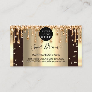 Carte De Visite Logo Hair maquillage clous SPA QR Code Or