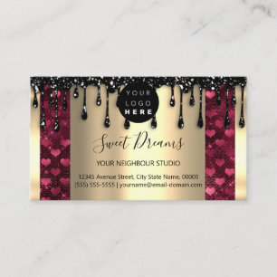 Carte De Visite Logo Hair maquillage ongles SPA goutte QRCode Gold
