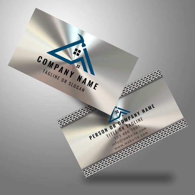 Carte De Visite Logo Handyman Professionnel Entrepreneur en métal  (Créateur téléchargé)