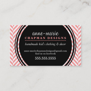 Carte De Visite LOGO herringbone moderne motif corail tache noire