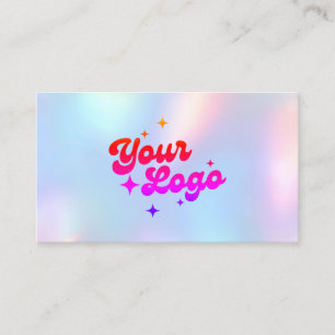 Carte De Visite Logo Holographique Pastel Arc-en-Ciel Licorne