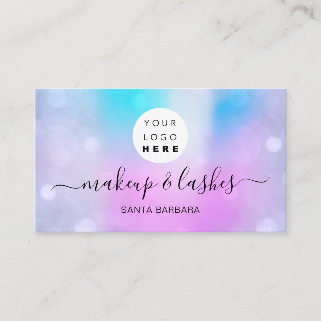 Carte De Visite Logo Holographique Pearly Pink ongles de maquillag (Devant)