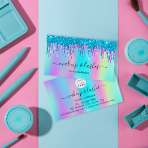 Carte De Visite Logo holographique QR Code Lash Maquillage Déchets