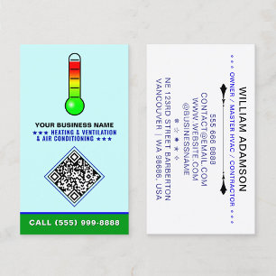 Carte De Visite Logo HVAC & Code QR   Chauffage & Climatisation