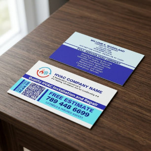 Carte De Visite Logo HVAC & Code QR & Slogans Installation & Rép