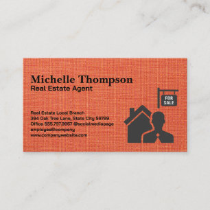 Carte De Visite Logo immobilier à vendre Texture en tissu rouge
