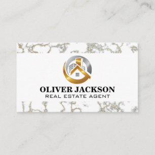 Carte De Visite Logo immobilier   Découpe en marbre