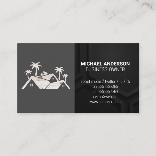 Carte De Visite Logo immobilier en bois (Devant)