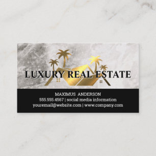 Carte De Visite Logo immobilier en métal doré   Marbre