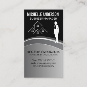 Carte De Visite Logo immobilier   Femme d'affaires