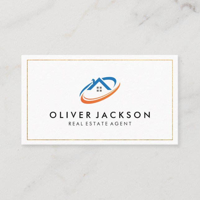 Carte De Visite Logo immobilier | Illustration d'une maison modern (Devant)