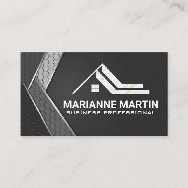 Carte De Visite Logo immobilier | Industrielle géométrique (Devant)