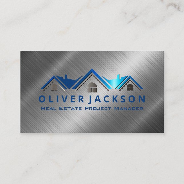 Carte De Visite Logo immobilier | Lumière métallique (Devant)
