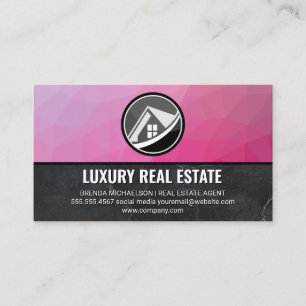 Carte De Visite Logo immobilier Magenta Géométrique Marbre
