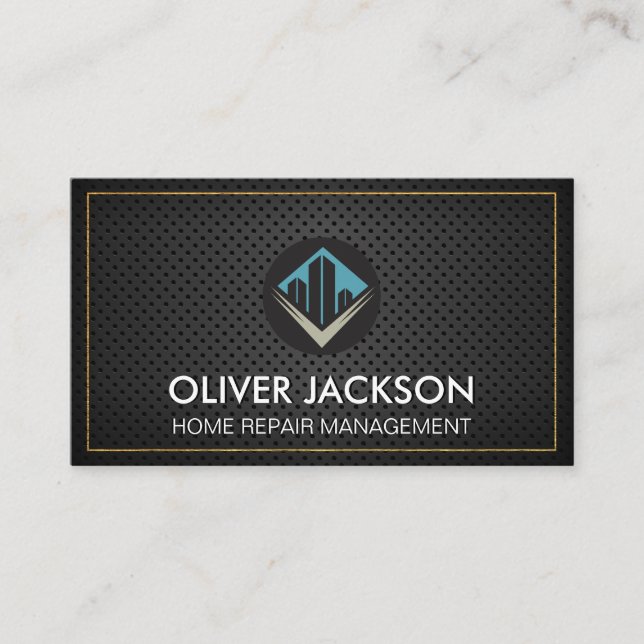 Carte De Visite Logo immobilier | Maillage en cuir (Devant)