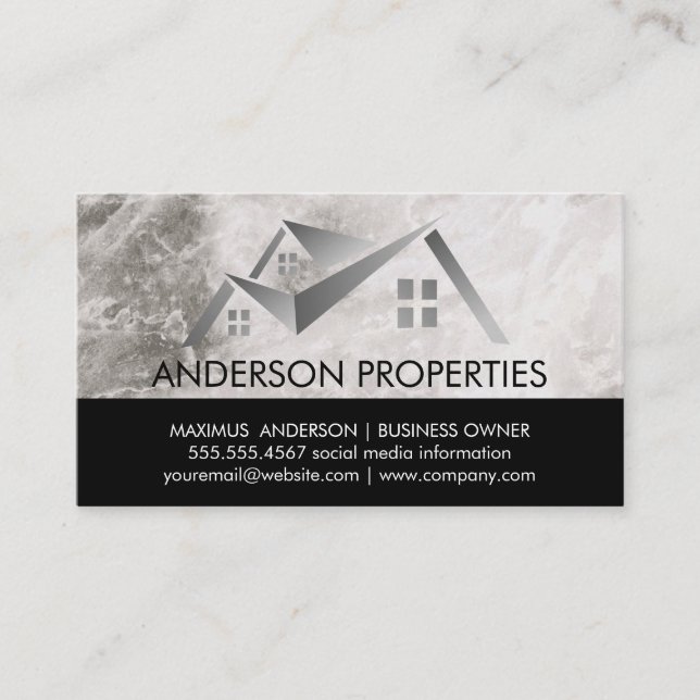 Carte De Visite Logo immobilier | Marbre (Devant)