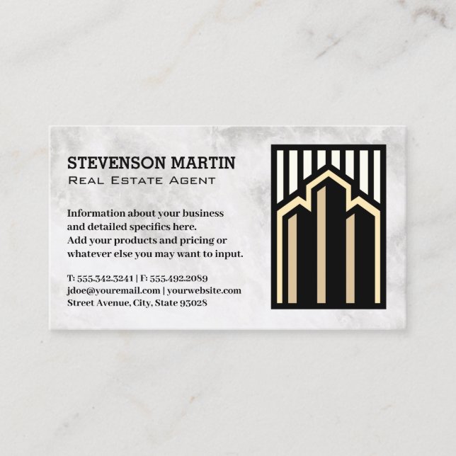 Carte De Visite Logo Immobilier | Marbre (Devant)