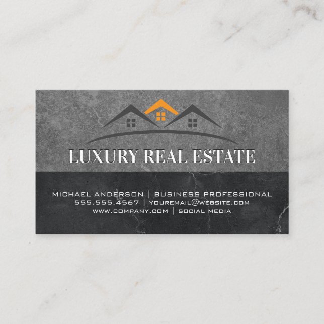 Carte De Visite Logo immobilier | Marbre ardoise (Devant)