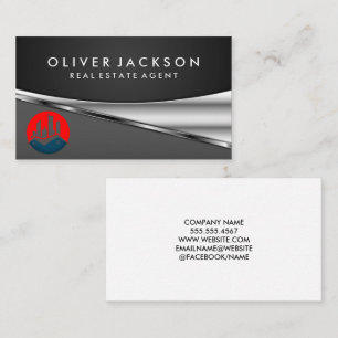 Carte De Visite Logo immobilier   Metallique