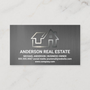 Carte De Visite Logo immobilier minimal   Texture grise