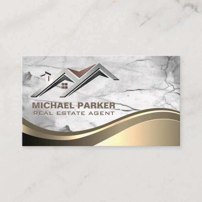 Carte De Visite Logo immobilier | Pierre de marbre (Devant)