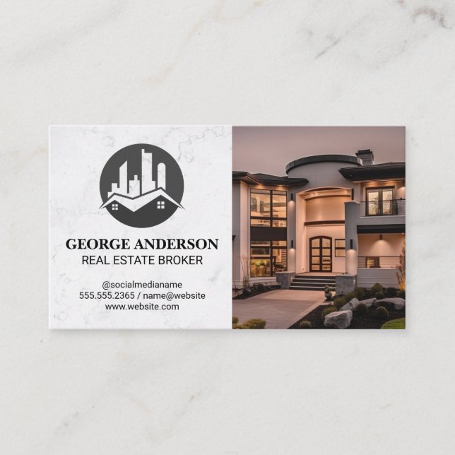 Carte De Visite Logo Immobilier | Propriété de luxe (Devant)