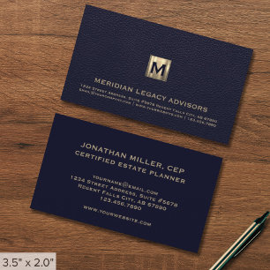 Carte De Visite Logo initial de luxe professionnel bleu