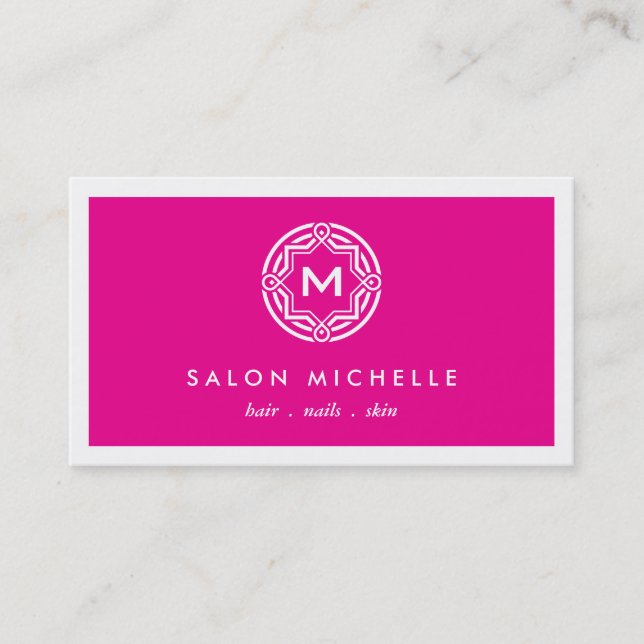 Carte De Visite LOGO INITIAL DÉCORATIF sur MAGENTA (Devant)