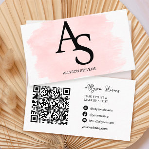 Carte De Visite Logo initiales pinceau rose maquillage cheveux cod