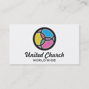 Carte De Visite Logo Jésus Poisson Trinité Vitrail Multicolore