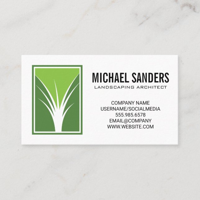 Carte De Visite Logo Landscaper | Herbe verte (Devant)