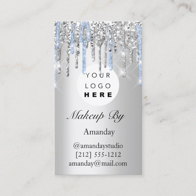 Carte De Visite Logo Lashes Extension Maquillage Artiste Argent (Devant)