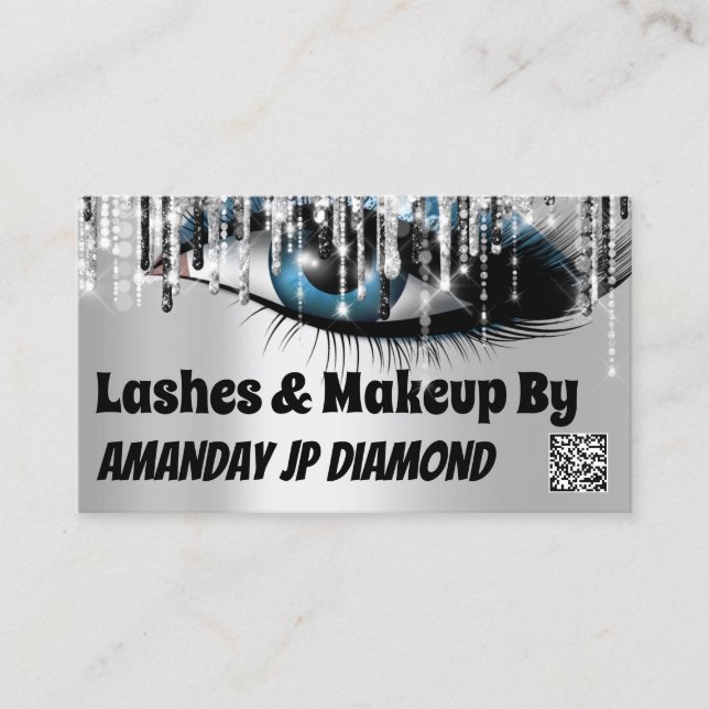 Carte De Visite Logo Lashes Maquillage 6 Punch Silver Driver Code  (Devant)