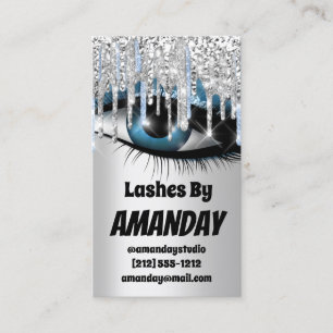 Carte De Visite Logo Lashes maquillage Artist Drives Code QR bleu