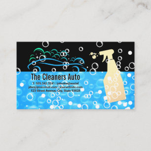 Carte De Visite Logo Lavage Auto   Bulles de Savon Bleu