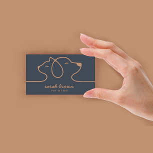 Carte De Visite Logo Linéaire de Chien Chat Animal de Compagnie Ma
