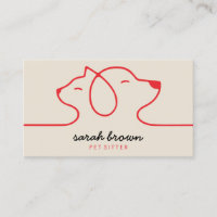 Logo Linéaire Rouge Beige Chien Chat Animal