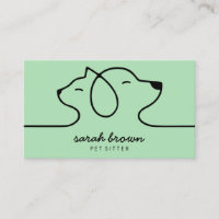 Logo Linéaire Vert Doux Chien Chat Animal