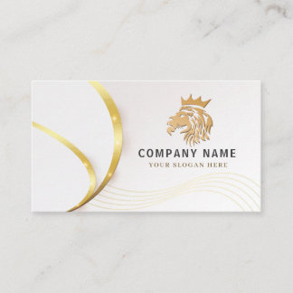 Carte De Visite Logo Lion Doré Professionnel Monogramme