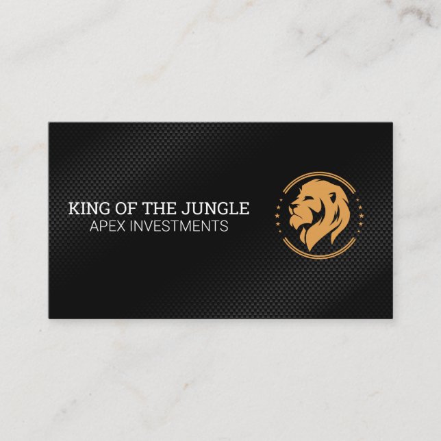 Carte De Visite Logo Lion et Stars | Arrière - plan carbone (Devant)