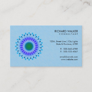 Carte De Visite Logo Lotus élégant Floral Blue Health Wellness