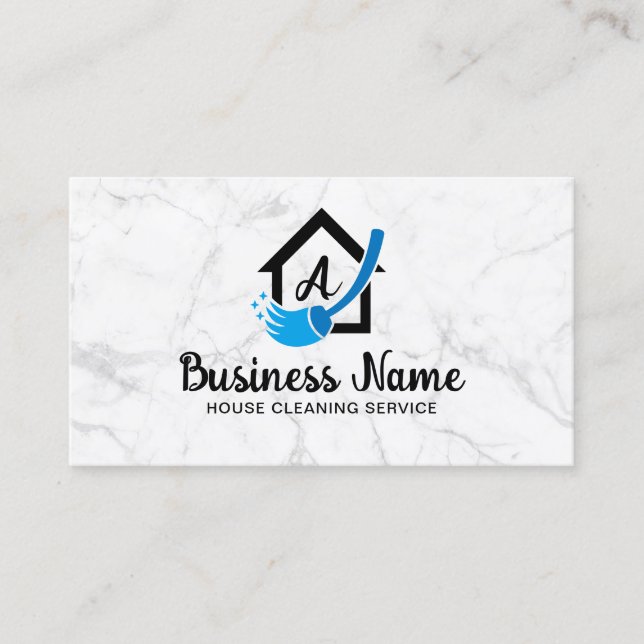 Carte De Visite Logo Maison Service de nettoyage à domicile Marbre (Devant)