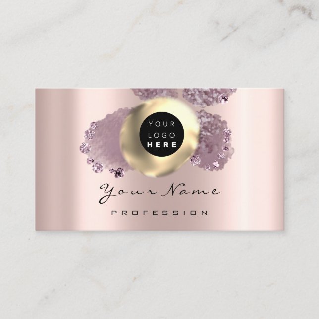 Carte De Visite Logo maquillage Artiste cheveux clous Rose floral  (Devant)