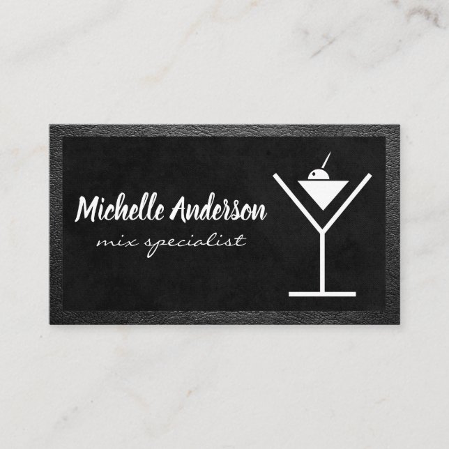 Carte De Visite Logo Martini | Noir sur cuir noir (Devant)