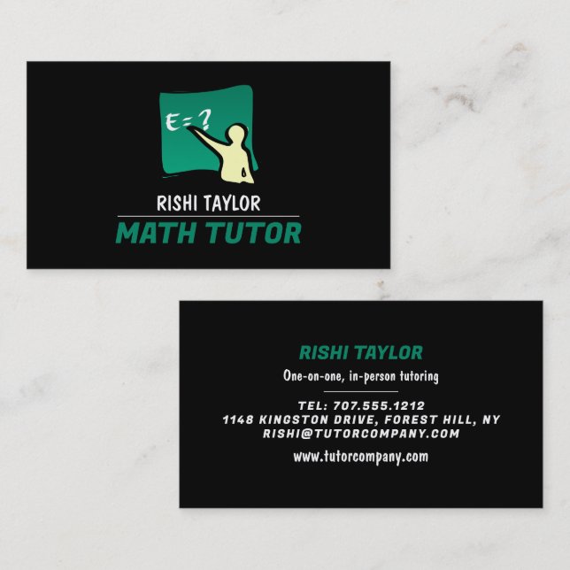 Carte De Visite Logo Mathématique, Tuteur Mathématique, Enseignant (Devant / Derrière)