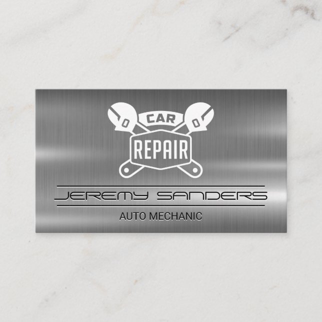 Carte De Visite Logo mécanique de réparation automobile | Services (Devant)