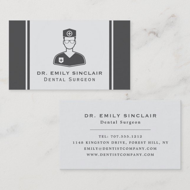 Carte De Visite Logo Médicale, Dentistère, Dentiste (Devant / Derrière)