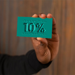 Carte De Visite Logo Merci QRCODE 10%OFF Code remise Turquoise